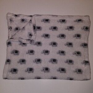 Baby Kiss Gray Black White Elephant Fleece Baby Blanket Lovey Soft 30x40